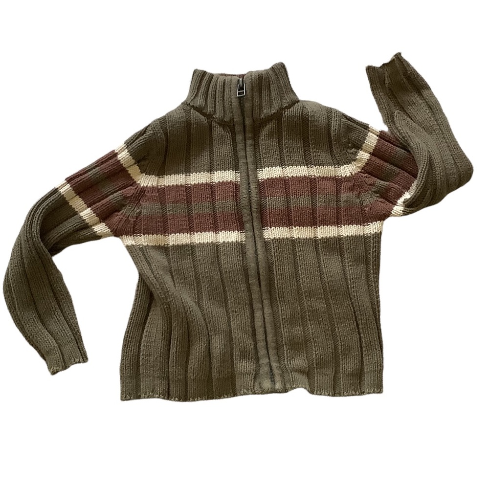 Kids Size 3T 100% cotton Striped Zip Up Bowen & Wright Cardigan Sweater